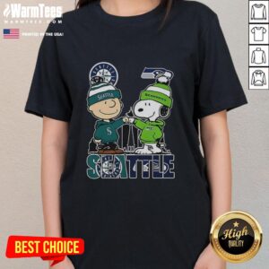 Good Seattle Washington And Seattle Seahawks Charlie Brown And Snoopy T-Shirt - Image 3
