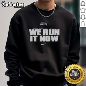 Alt Text: Official Seattle Seahawks Nike Super Bowl LX Champions sweatshirt showcasing team pride and victory.