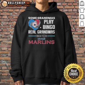 Good Miami Marlins hoodie with diamond heart shape design, perfect for grandmas who watch baseball and enjoy bingo.