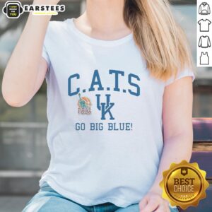 Alt Text: Nice Cats UK NCAA Final Four 1996 Go Big Blue ladies tee featuring stylish design and vibrant team colors.