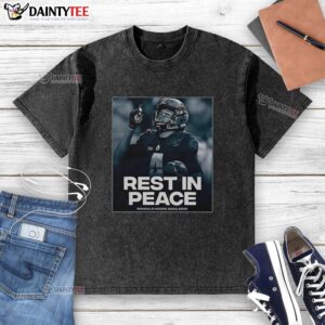 Official Rondale Moore Rest In Peace 20002026 washed t-shirt featuring a tribute design and soft fabric.
