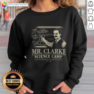 Pretty Mr. Clarke's Science Camp sweatshirt featuring vibrant colors and a fun design for young science enthusiasts.