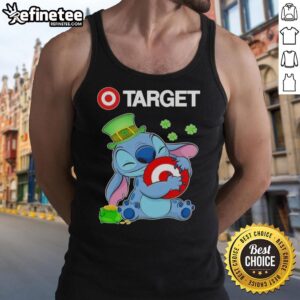 Official Stitch with St. Patrick's Hug Target logo tank top, featuring festive green design for a stylish holiday outfit.