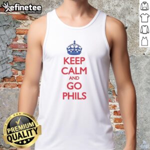 Original Philadelphia Phillies Keep Calm and Go Phils crown tank top featuring team colors and logo for fans.