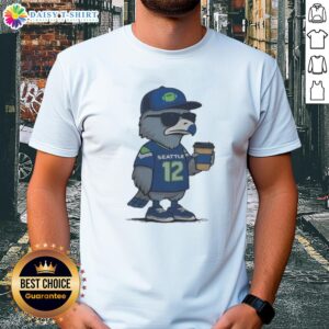Alt Text: Premium Seattle Seahawks NFL Super Bowl LX 2026 mascot T-shirt featuring number 12 meme design for fans.