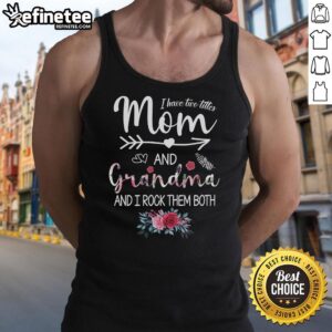 Flower tank top with 'Mom and Grandma' titles, showcasing pride in motherhood and grandparenting, perfect for family wear.