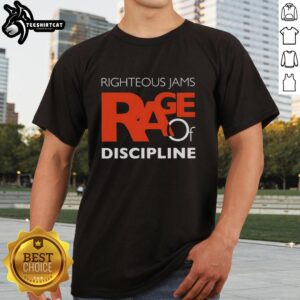 Alt Text: Original Righteous Jams Rage Of Discipline T-Shirt featuring bold graphics and a vintage design for punk apparel lovers.
