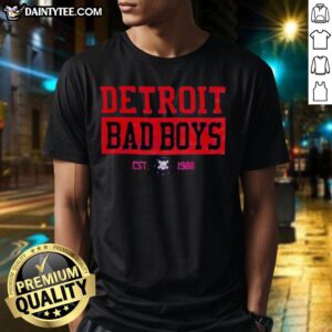 Nice Detroit Pistons Bad Boys Est 1988 T-Shirt featuring iconic team colors and bold graphics celebrating basketball history.