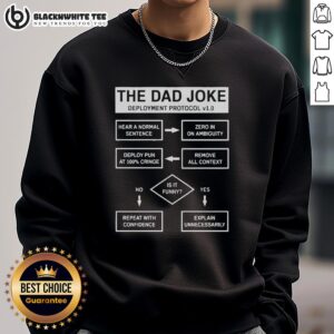 Cozy Original The Dad Joke Deployment Protocol Sweatshirt featuring a fun dad joke design in vibrant colors.