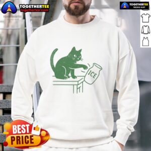 Funny cat graphic on a Hot Abolish ICE political sweatshirt, perfect for activism and casual wear.