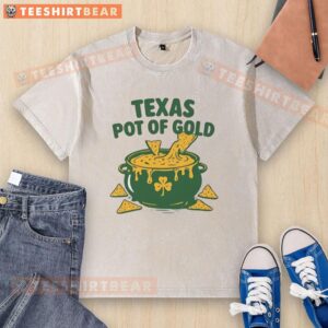 Top Texas Pot of Gold St. Patrick's Day washed t-shirt featuring a festive design and vibrant colors for celebration.