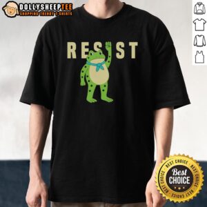 Awesome Resist Portland Frog Caricature T-Shirt featuring a vibrant frog design promoting Portland's unique culture.