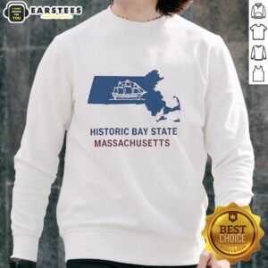 Alt Text: Cozy sweatshirt featuring a historic map of Massachusetts, perfect for state pride and casual wear.
