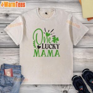 Pretty One Lucky Mama Irish Washed T-Shirt in green, featuring a stylish design perfect for St. Patrick's Day celebrations.
