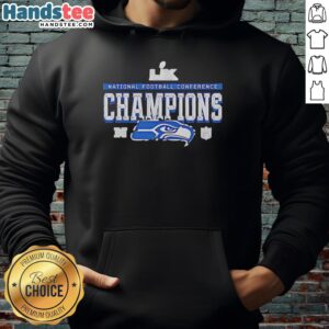 Alt Text: Nice Seattle Seahawks hoodie celebrating National Football Conference Champions Super Bowl LX victory.