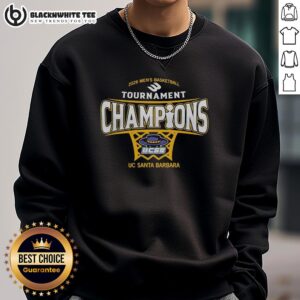 UC Santa Barbara men's basketball 2026 Big West Conference Tournament champions sweatshirt in blue with logo.