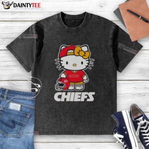Awesome Kansas City Chiefs Hello Kitty 2026 Night of NFL washed t-shirt featuring vibrant colors and playful design.
