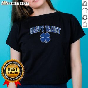 Top Happy Valley Shamrock Irish Green Ladies Tee showcasing vibrant green color and festive shamrock design for St. Patrick's Day.