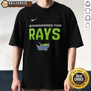 Alt Text: Official Engineered For Tampa Bay Rays MLB logo t-shirt featuring vibrant team colors and design. Perfect for fans!