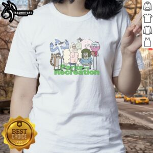 Nice Parks and Recreation Regular Show ladies tee featuring vibrant graphics and a comfortable fit for fans.