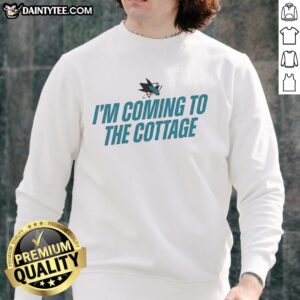 Good San Jose Sharks I'm Coming to the Cottage sweatshirt featuring vibrant team colors and logo, perfect for fans.