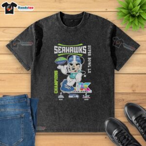 Pretty Mickey Mouse x Seattle Seahawks Super Bowl LX Champions 2026 graphic washed t-shirt design