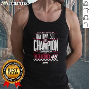 Official Tyler Reddick 45 checkered flag tank top celebrating the 2026 Daytona 500 Champion victory in racing fashion.