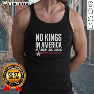 Original No Kings In America March 28th 2026 tank top design featuring bold graphics and a stylish fit.