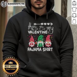 Cozy Awesome Valentine Gnome hoodie featuring 'This Is My Valentine' design, perfect for festive pajama wear.