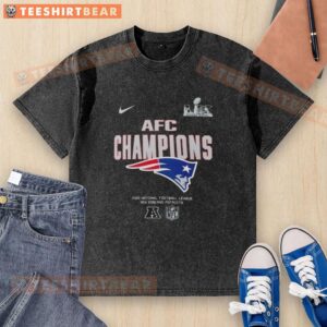 New England Patriots 2025 AFC Champions washed t-shirt, perfect for Super Bowl LX fans celebrating the victory.