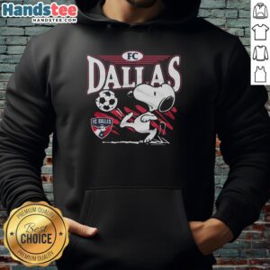 Top Peanuts Snoopy X FC Dallas hoodie featuring vibrant graphics and cozy design for fans and collectors.