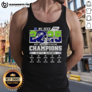 Official Seattle Seahawks NFC West Division Championship 2025 tank top featuring bold team colors and logo design.