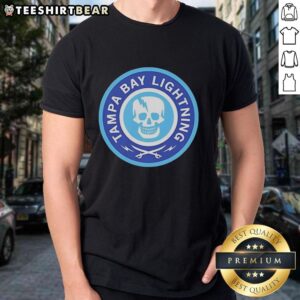 Alt Text: Original Tampa Bay Lightning 2026 Skull Logo T-Shirt featuring a bold design and vibrant team colors.