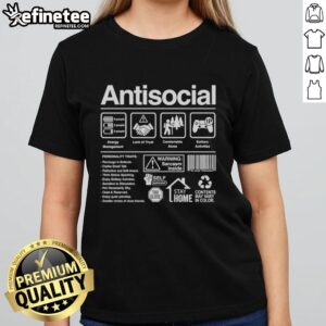 Premium antisocial energy management tee for ladies, perfect for comfortable solo activities and expressing solitude.