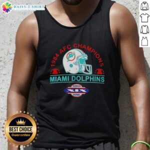 Retro tank top featuring Hot Miami Dolphins 1984 AFC Champions logo and Super Bowl XIX helmet design.