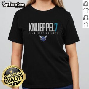 Top Kon Knueppel 7 Charlotte Hornets Elite Ladies Tee showcasing vibrant team colors and stylish women's fit.