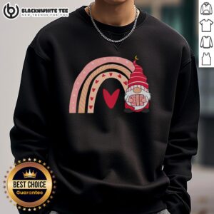 Cute Valentine's Day sweatshirt featuring an adorable gnome holding a love heart, perfect for celebrating love.