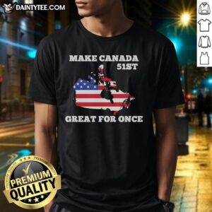 Awesome Make Canada 51st Great American Flag T-Shirt featuring vibrant colors and stylish design for patriotic wear.