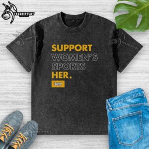 Premium Virginia Commonwealth VCU Support Women's Sports Her Washed T-Shirt in vibrant colors, perfect for fans.