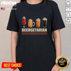 Stylish Nice Beergetarian Ladies Tee featuring a fun beer-themed graphic for beer lovers and vegetarians.