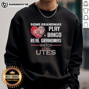 Grandmas wearing Utah Utes sweatshirts, enjoying bingo night together, showcasing fun and school spirit.