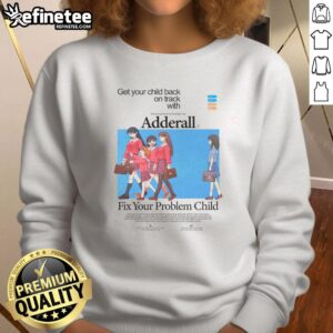 Child wearing Azu Adderall sweatshirt, promoting focus and motivation for staying on track with studies and activities.