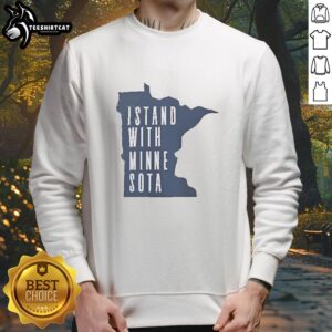 2026 Official I Stand With Minnesota Map Sweatshirt featuring a vibrant graphic of Minnesota's map design.