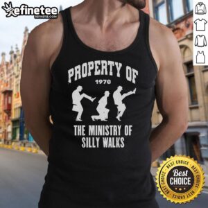 Silhouette of a tank top featuring the Awesome Property of the Ministry of Silly Walks design from 1970.