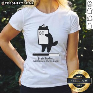 Top Cat Brain Loading Tee for Ladies - Fun graphic shirt with humorous text, perfect for cat lovers and casual wear.