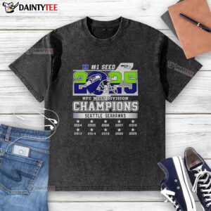 Premium Seattle Seahawks NFC West Division Championship 2025 washed t-shirt in blue, showcasing team pride.
