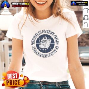 Alt Text: Old Georgetown Basketball Ladies Tee featuring vintage design and team colors, perfect for fans and collectors.