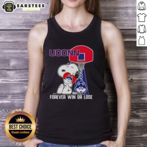 Awesome Peanuts Snoopy Forever Win or Lose UConn Huskies basketball tank top featuring iconic cartoon design.