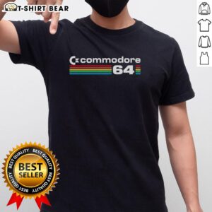 Original Commodore 64 logo T-shirt featuring vibrant retro design, perfect for vintage gaming enthusiasts.