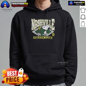 Awesome Peanuts Snoopy X Nashville SC hoodie featuring vibrant graphics and cozy design for fans of both brands.